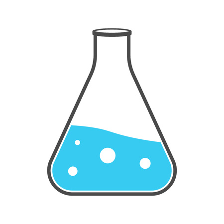 Test tubes icon. Flask with blue liquid. Element of medical, chemistry lab equipment set. Medicine. Vector illustration.のイラスト素材