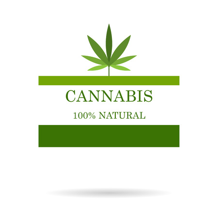 Marijuana leaf. Medical cannabis. Hemp oil. Natural cannabis. Icon product label and icon graphic template.のイラスト素材