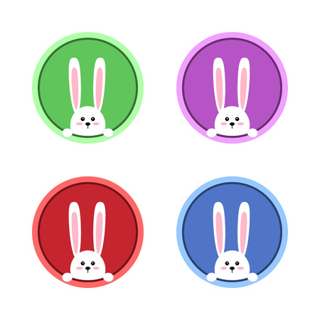 White easter rabbit. Funny bunny in flat style. Easter Bunny. Vector illustrationのイラスト素材