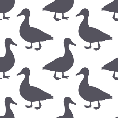 Duck silhouette seamless pattern. Duck meat. Background for food packaging or butcher shop design. Vector illustration.のイラスト素材
