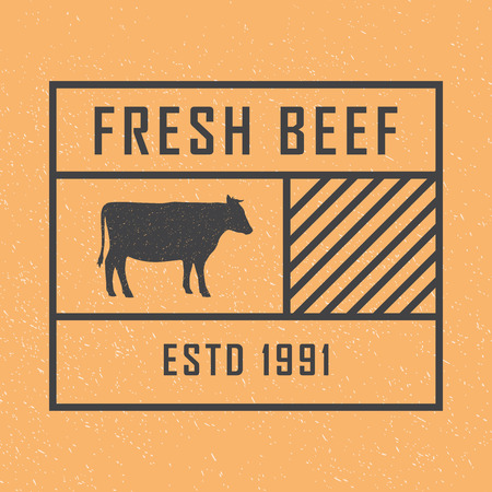 Premium beef emblem. Labels, badges and design elements. Retro style. Vector Illustration.のイラスト素材