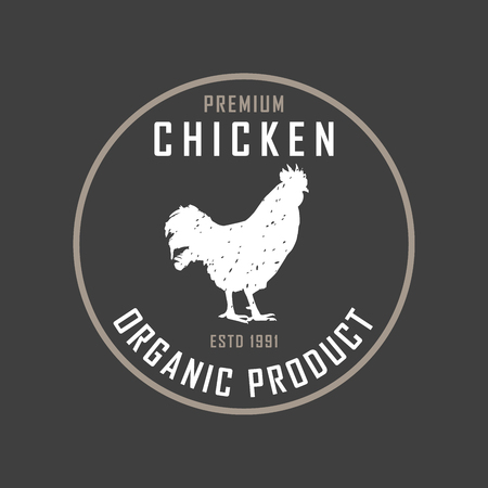 Premium chicken emblem. Labels, badges and design elements. Retro style. Vector Illustration.のイラスト素材