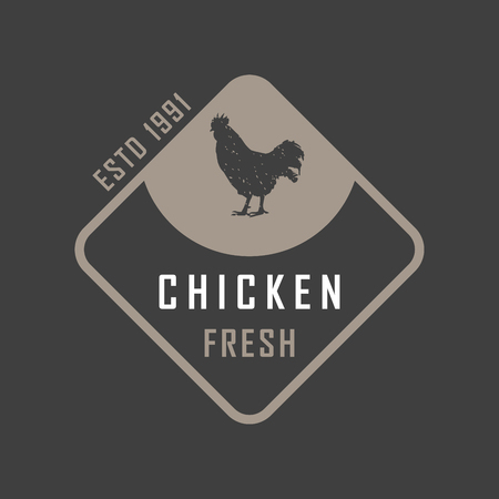 Premium chicken emblem. Labels, badges and design elements. Retro style. Vector Illustration.のイラスト素材