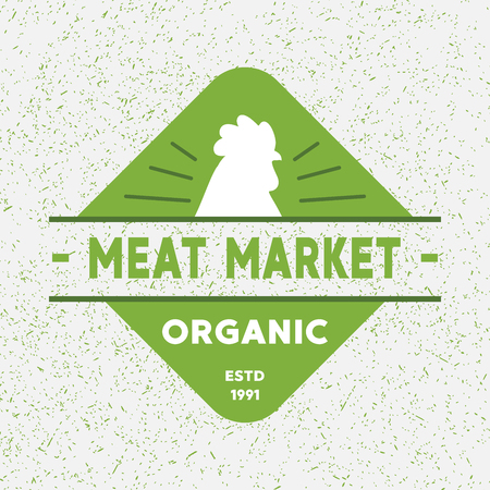 Premium chicken emblem. Labels, badges and design elements. Retro organic style.のイラスト素材