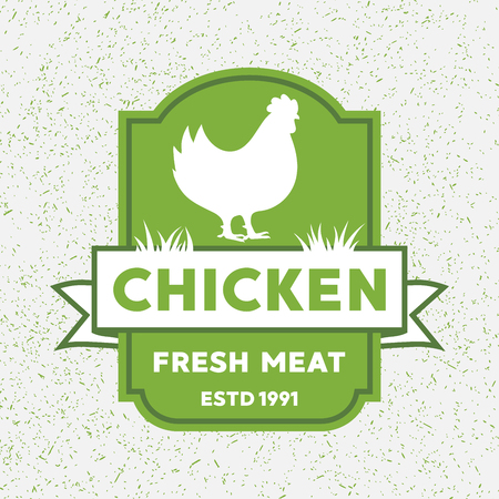 Premium chicken emblem. Labels, badges and design elements. Retro organic style.のイラスト素材