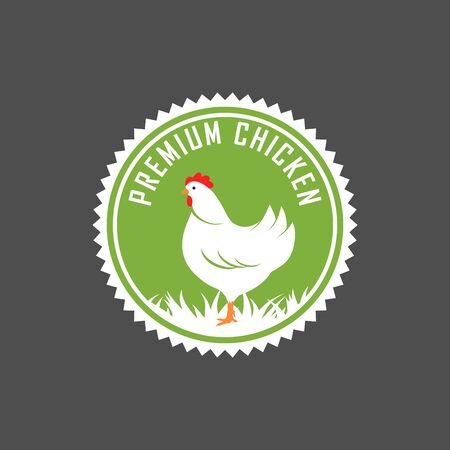 Premium chicken emblem. Labels, badges and design elements. Organic style. Green eco chicken stickers. Vector Illustration.のイラスト素材