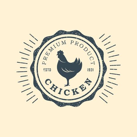 Premium chicken  . Labels, badges and design elements. Retro style. Vector Illustration.のイラスト素材