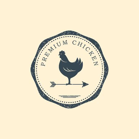Premium chicken  Labels, badges and design elements. Retro style.のイラスト素材