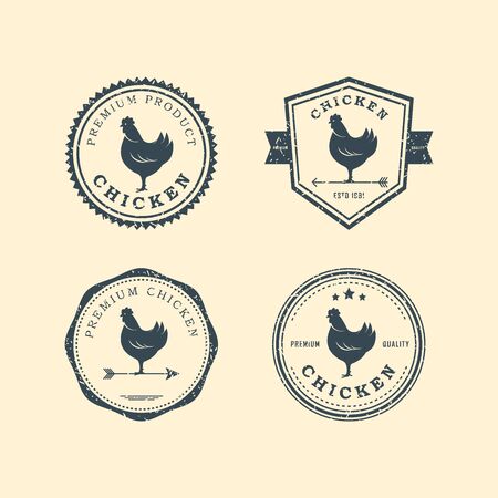 Set of premium chicken labels, badges and design elements. Vector Illustration.のイラスト素材