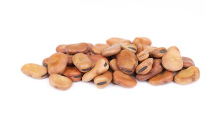 Dried broad beans isolated on white backgroundの写真素材