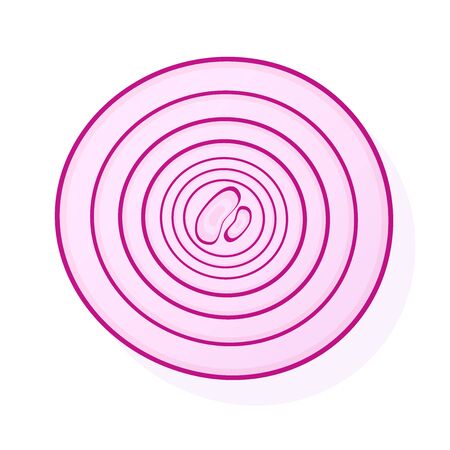 Sliced red onion isolated on white background. Rings of red onion. Vector Illustrationのイラスト素材