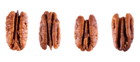 Pecan nuts isolated on white background.