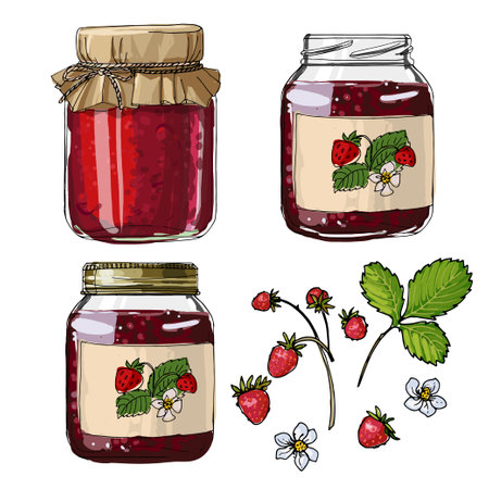 Set jars for fruit jamのイラスト素材