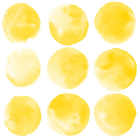 Watercolor stains on white background, abstract blots isolated. Bright colors, divorces. Textureの写真素材