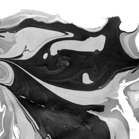 Marble. Black White paint stains. Abstract drawing of a paint on a paper. Divorces and blots. Texturesの写真素材
