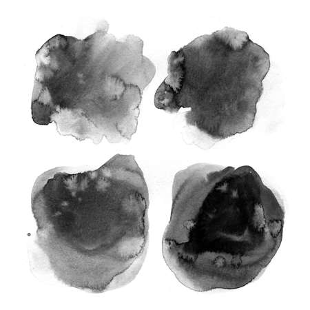 Watercolor background for textures. Abstract watercolor background. Spray paint, ink stains on the paper. Black, monochrome textureの写真素材