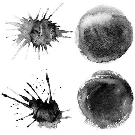 Watercolor background for textures. Abstract watercolor background. Spray paint, ink stains on the paper. Black, monochrome textureの写真素材