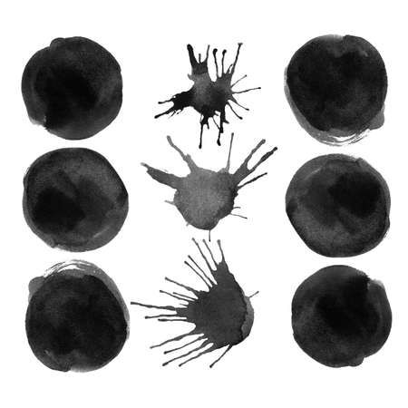 Watercolor background for textures. Abstract watercolor background. Spray paint, ink stains on the paper. Black, monochrome textureの写真素材