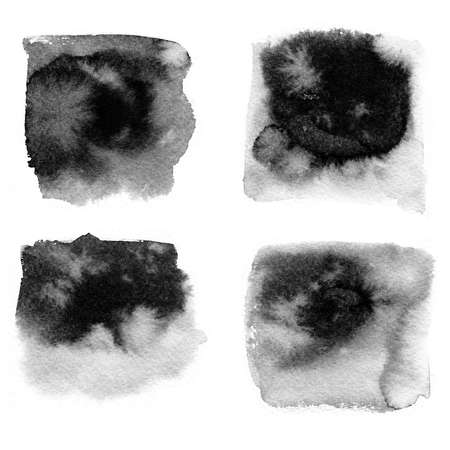 Watercolor background for textures. Abstract watercolor background. Spray paint, ink stains on the paper. Black, monochrome textureの写真素材