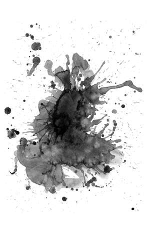 Watercolor background for textures. Abstract watercolor background. Spray paint, ink stains on the paper. Black, monochrome textureの写真素材