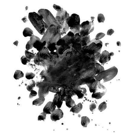 Watercolor background for textures. Abstract watercolor background. Spray paint, ink stains on the paper. Black, monochrome textureの写真素材