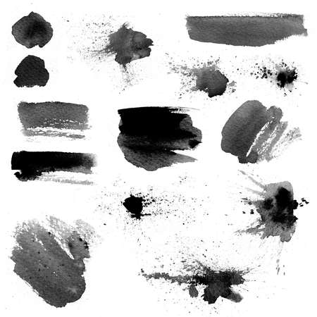 Watercolor background for textures. Abstract watercolor background. Spray paint, ink stains on the paper. Black, monochrome textureの写真素材