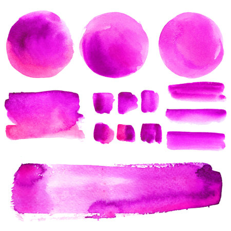 Set of watercolor blobs, isolated on white background. Vector illustration textureのイラスト素材