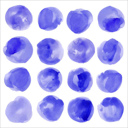 Set of watercolor blobs, isolated on white background. Vector illustration textureのイラスト素材