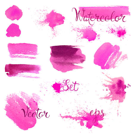Set of watercolor blobs, isolated on white background. Vector illustration textureのイラスト素材