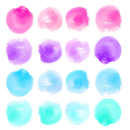 Set of watercolor blobs, isolated on white background. Vector illustration textureのイラスト素材