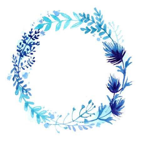 Set of flowers painted in watercolor on white paper. Sketch of flowers and herbs. Wreath, garland of flowers. Colorのイラスト素材