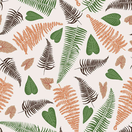 Pattern tropics leaves vector modern. Color beige green, trend ornament terraのイラスト素材