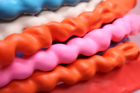 Different coloured rubber balloonsの写真素材