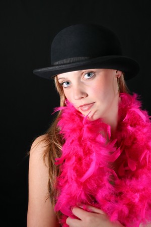 Beautiful young female model with blue eyes