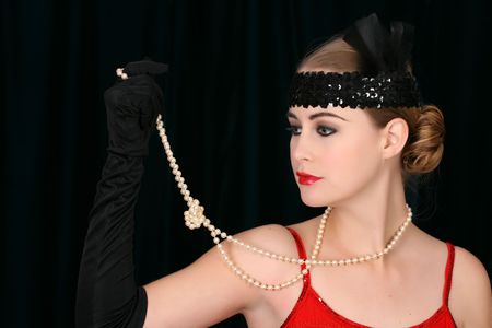 Beautiful young female in 1920 style attire