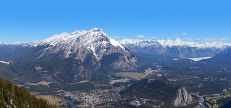 Banff Town view panorama from Sulphur Mountain の写真素材