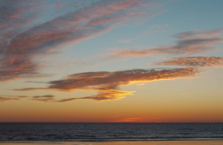 beautiful sunset on a beach in southern spainの写真素材