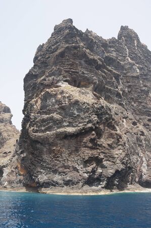 beautiful seascape with rocky cliffs in tenerife in spainの写真素材