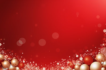Christmas and happy new year balls red background.の素材