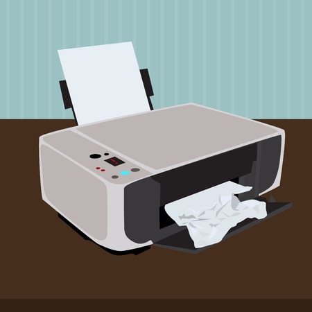 Printer with jammed paper
