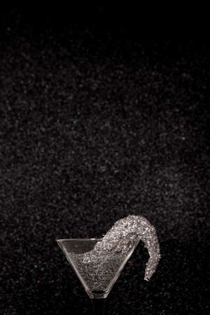 Cocktail glass with glitter prawnの写真素材