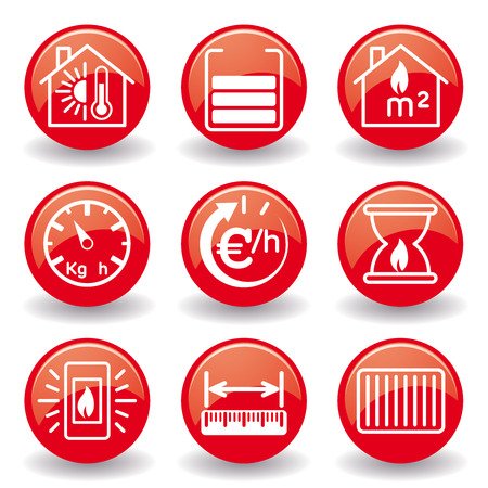 Heating stoves fireplaces icons Red Ball&#xD;のイラスト素材