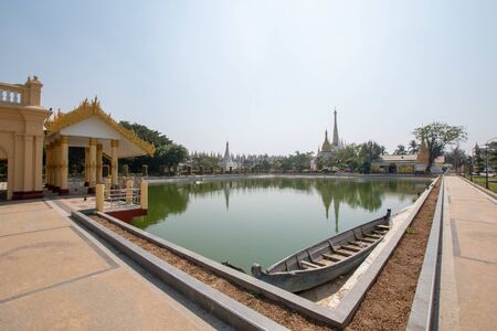 Area around Mahamuni Pagoda in Mandalay in Myanmarの写真素材