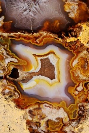 Natural brown agate with crystalsの写真素材