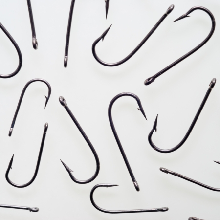 Scattered fish hooksの写真素材