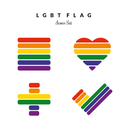 LGBT Pride Flag Rainbow Icons Setのイラスト素材