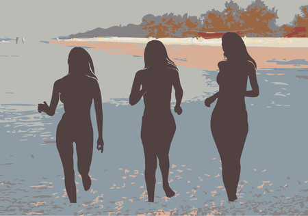 Girls on Beachのイラスト素材