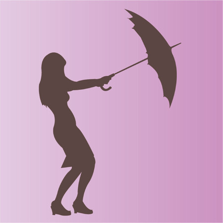 Girl and Umbrellaのイラスト素材