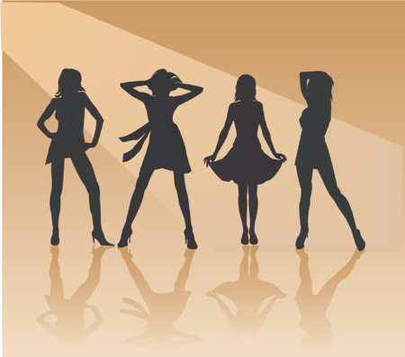 Sexy Girls - vector silhouette illustrationのイラスト素材