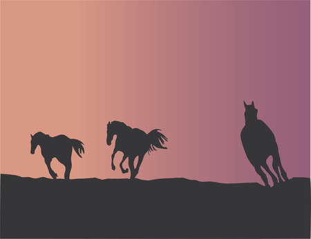  Horse silhouettes - vector illustrationのイラスト素材